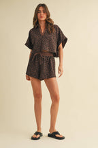 LEOPARD CROPPED SHORT SLEEVE + SHORTS SET