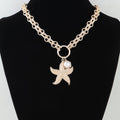 Hammered Starfish Pendant Toggle Chain Necklace