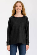 Soft Brushed Metallic Glitter Accents Pullover Top