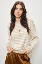 ZELDA MARTINI BEAD STRIPED SWEATER