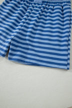 66Plus Striped Short Sleeve Top and Shorts Lounge Set (S-4X)