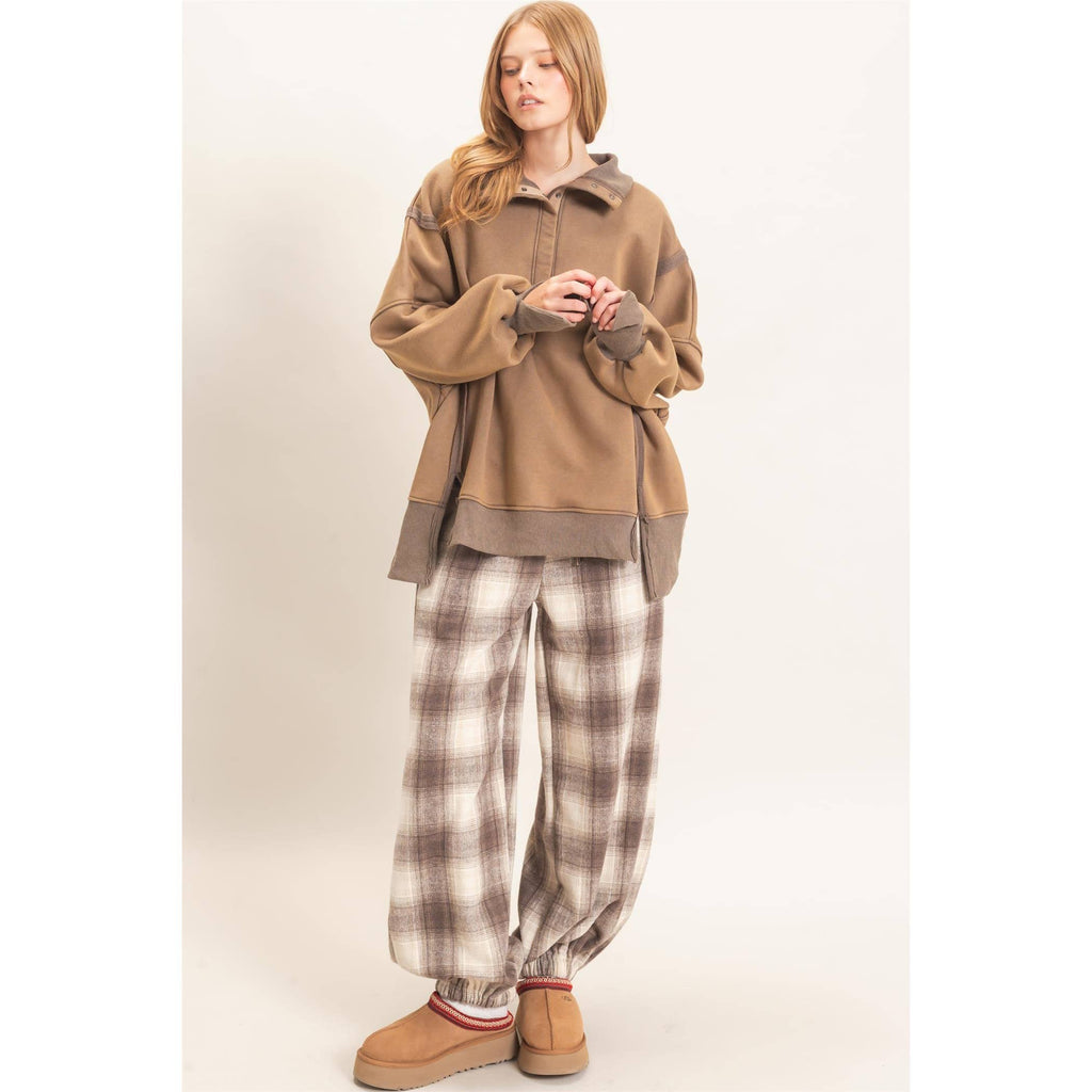 Mineral Wash Snap Collar Pullover