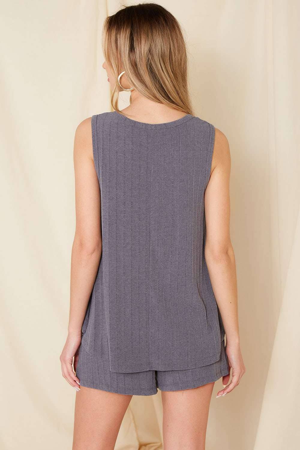 SET9603-SOLID RIBBED SET WITH ELASTIC WAISTBAND