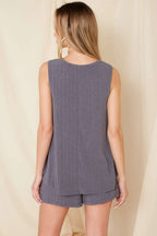 SET9603-SOLID RIBBED SET WITH ELASTIC WAISTBAND