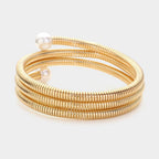 Pearl Tip Metal Coil Bracelet