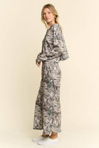 PLUS SIZE HUNTING CAMO LONG PANTS LOUNGE SET