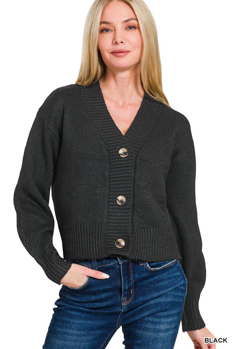 Melange Button Front Sweater Cardigan