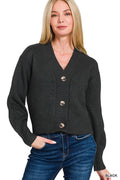 Melange Button Front Sweater Cardigan