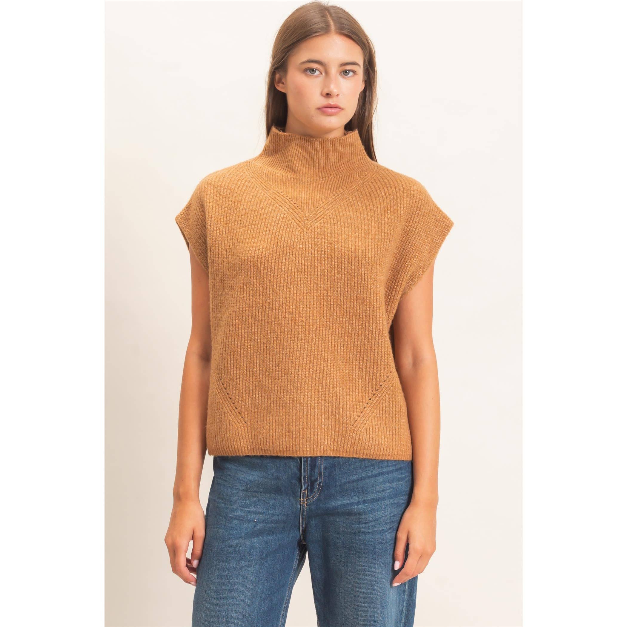 Sleeveless High Neck Sweater