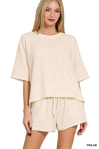 Corded Rib Short Sleeve Tee And Short Pants Set