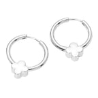 Gold Dipped Quatrefoil Accent Huggie Hoop Earrings