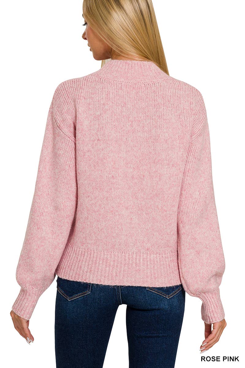 Melange Button Front Sweater Cardigan