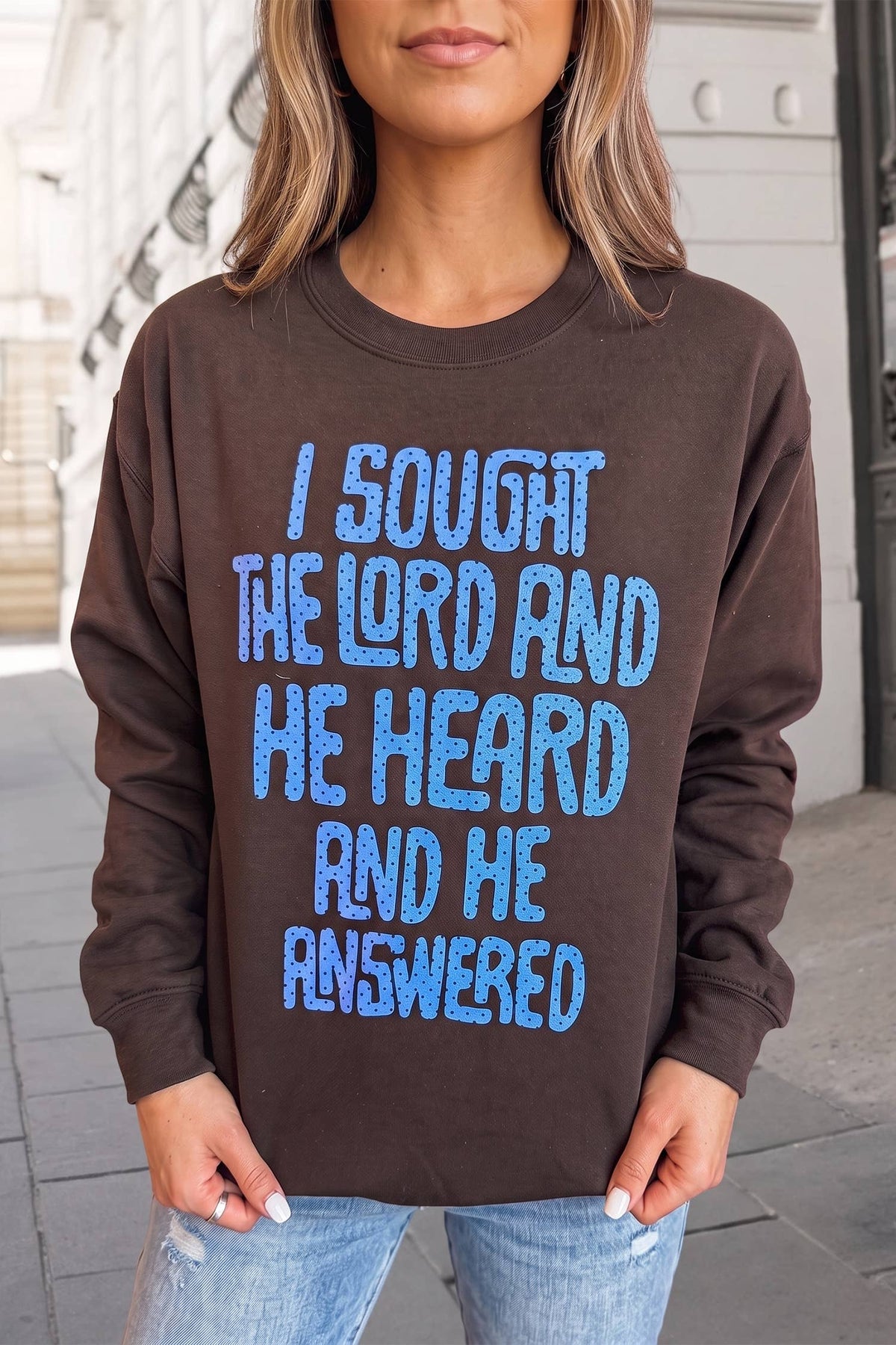 Polka Dot Slogan Crewneck Pullover Top | S-XL