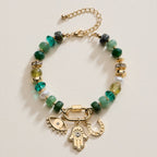 Vibrant Beaded Bracelet | Gold-Tone Trio Charms