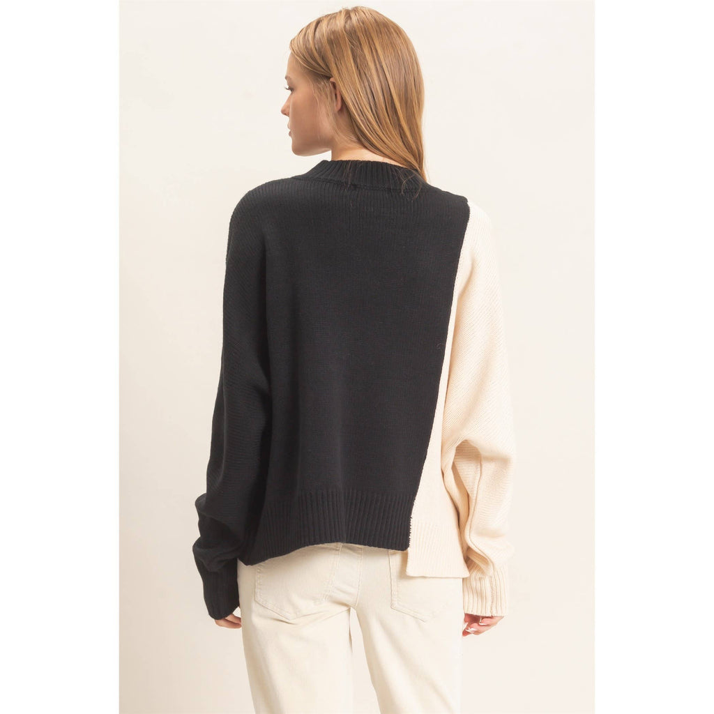 Two-Tone Knit Sweater