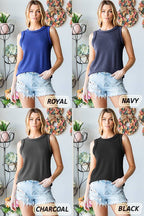 ET7276-11 SLEEVELESS SOLID URBAN RIBBED TOP