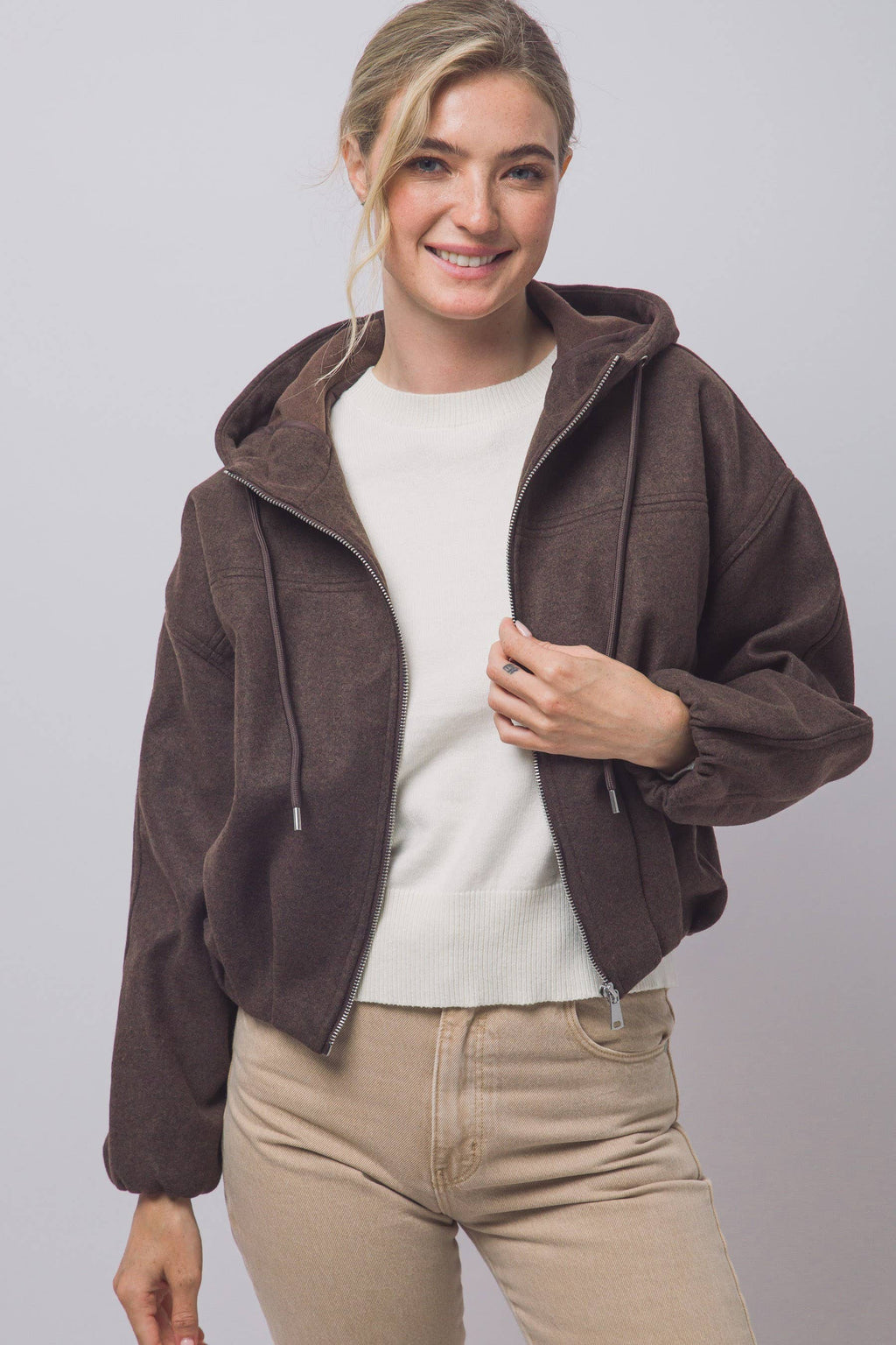 Boiled Hooded Bomber Jacket w/ Side Pockets