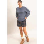 Raw Edge Waffle Sweatshirt