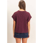 Cable Knit Cap Sleeve Sweater