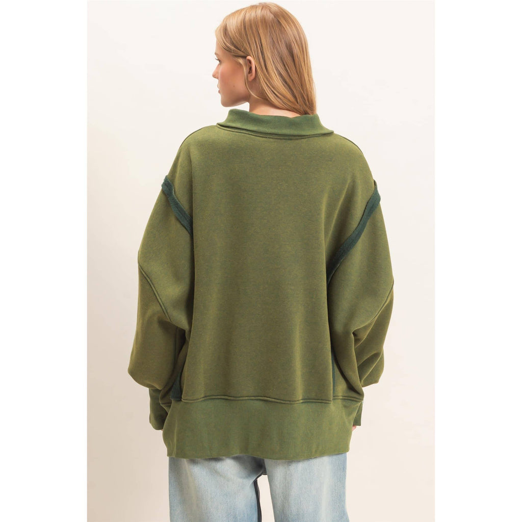 Mineral Wash Snap Collar Pullover