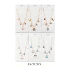 12PCS - Seashell Starfish Charm Station Necklace