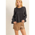 Pintuck Ruffle Detail Woven Blouse