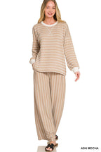 Raised Rib Striped Pullover & Pants 2PC Set