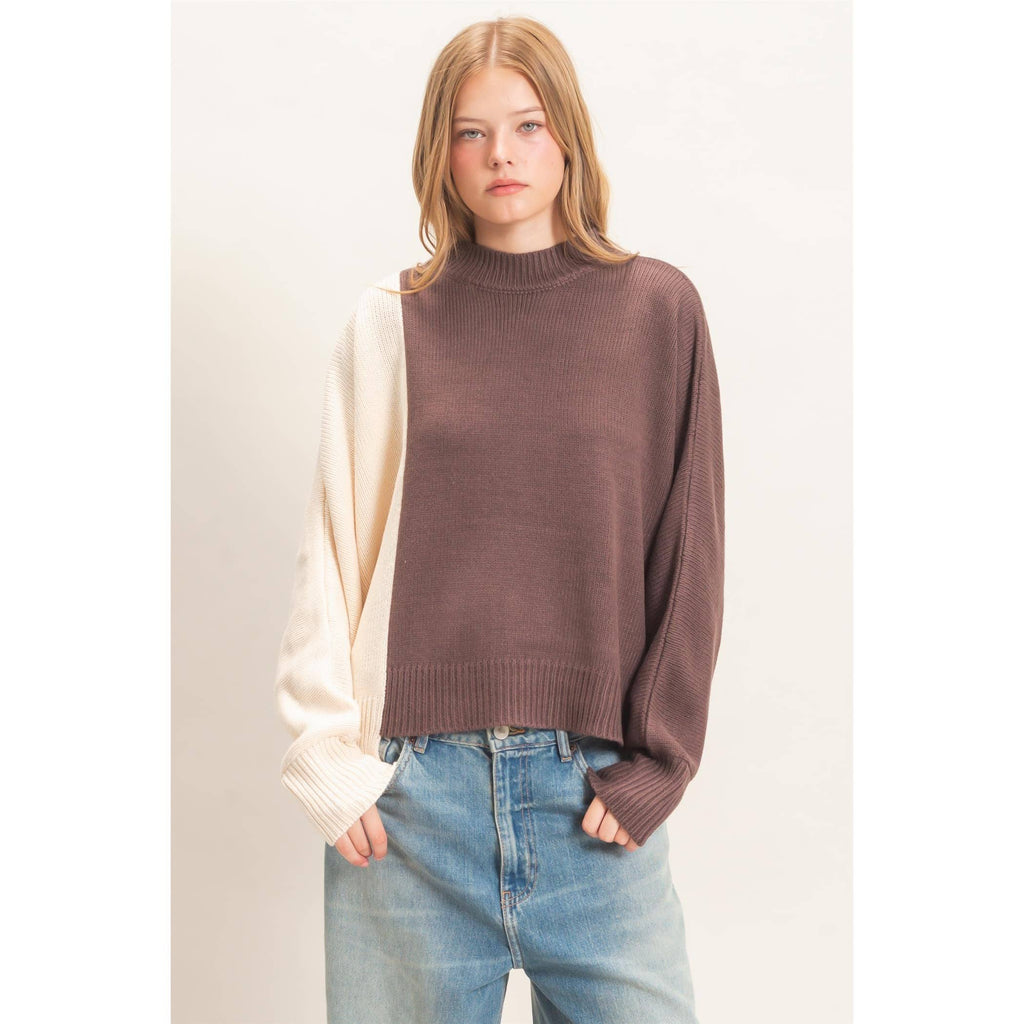 Two-Tone Knit Sweater