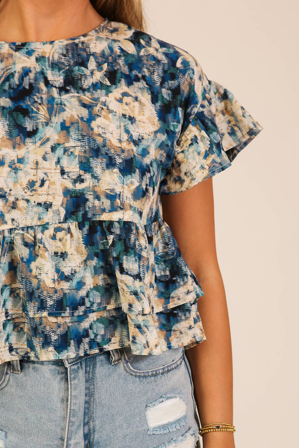Floral Tiered Ruffle Blouse