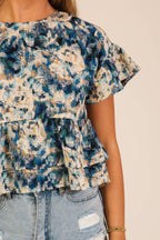 Floral Tiered Ruffle Blouse