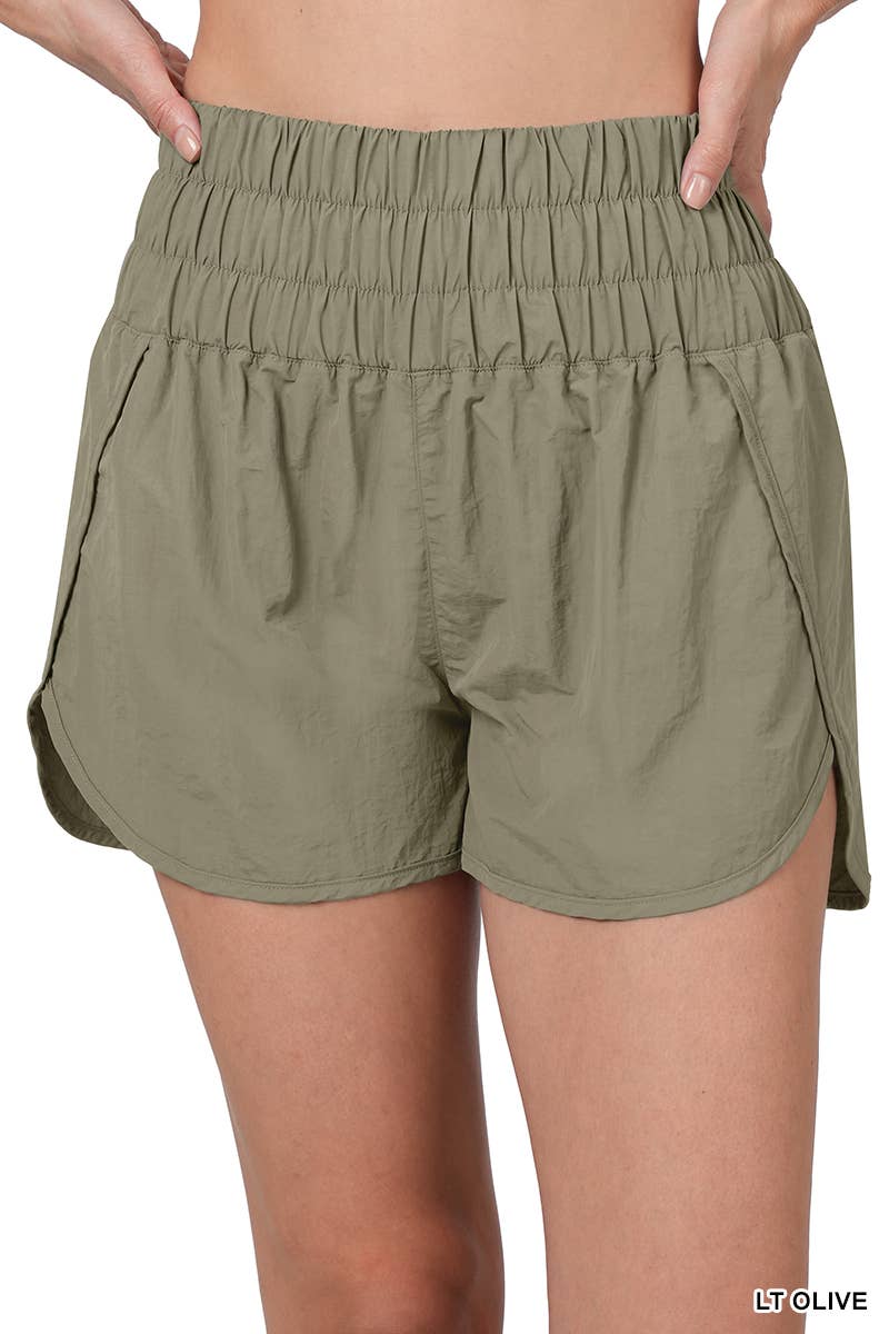 ,.SI-23325 Track shorts w/ back pocket & brief lining