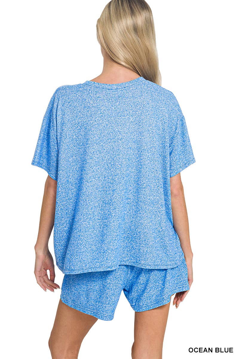 Soft Melange Short Sleeve Tee And Short Pants Set