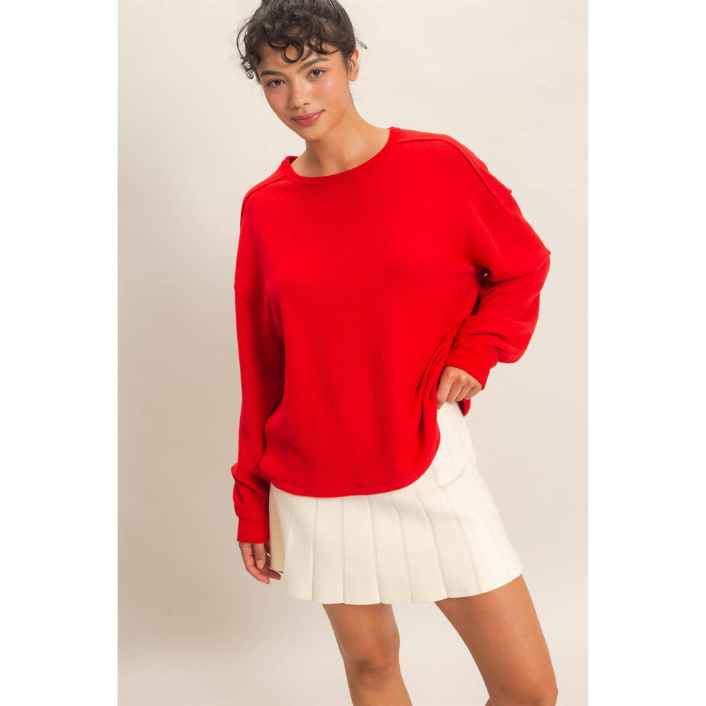 Raw Edge Waffle Sweatshirt