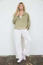 MOCK NECK HENLEY LONG SLEEVE KNIT TOP