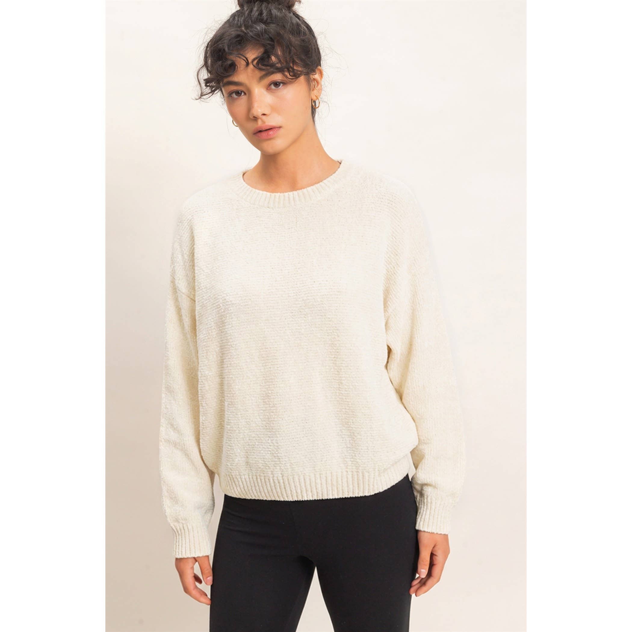 Chenille Crew Neck Sweater