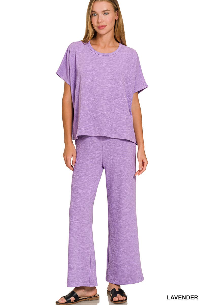 Cotton Slub Top And Pants Set