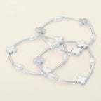 3PCS - Cross Charm Pearl Beaded Stretch Multi Layered Bracelets