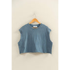 Crew Neck Boxy Sleeveless Cropped Top