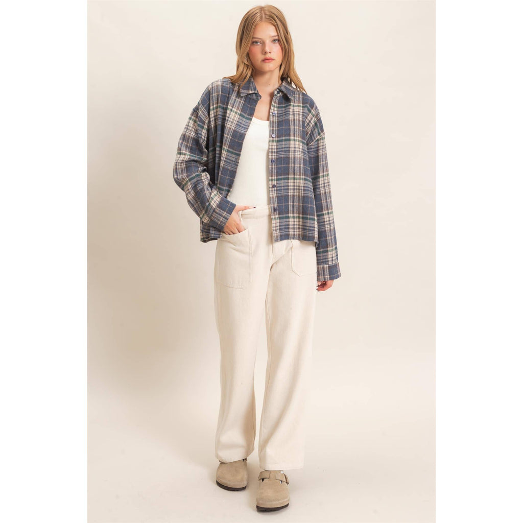 Plaid Button-Up Shirt