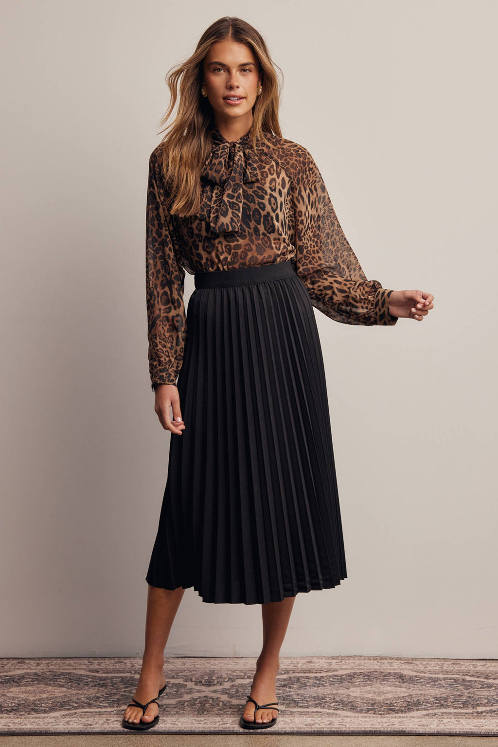 Animal Print Tie Neck Chiffon Blouse FT0074