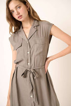 NOTCHED COLLAR SHIRT DRESS