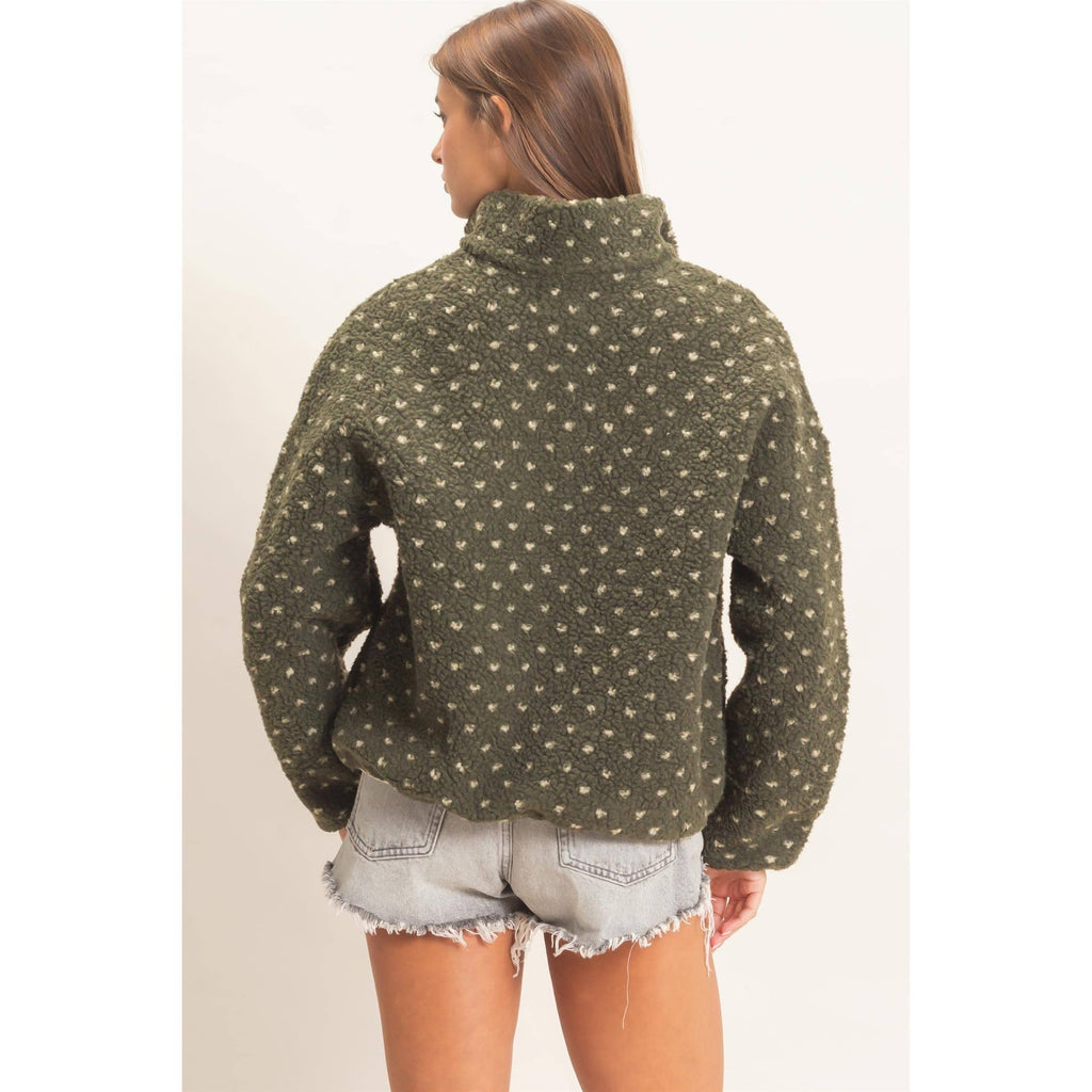 Polka Dot Sherpa Half-Zip Pullover