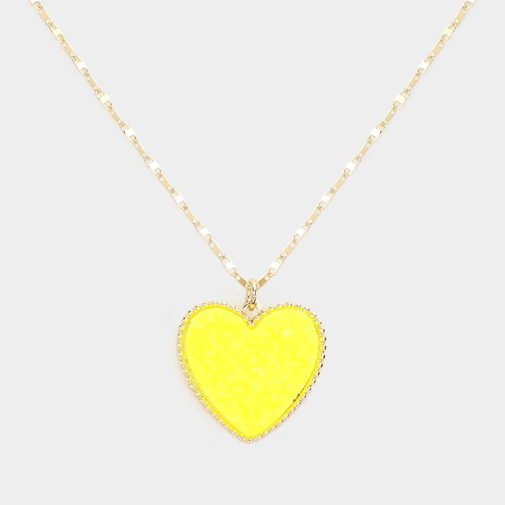 Druzy Heart Pendant Necklace