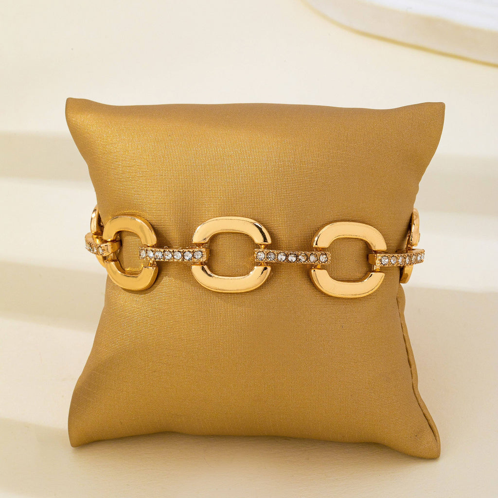 Crystal Glass Pave Bar Link Chain Toggle Bracelet | 80B1890