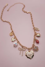 CHARM NECKLACE BOW STRAWBERRY FLOWER HEART