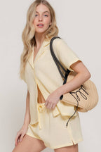 Short Sleeve Resort Collar Shirt & Waistband Shorts Set