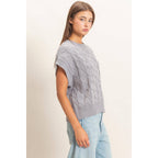Cable Knit Cap Sleeve Sweater