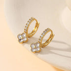 Dainty Clover Crystal Huggie Hoop Earrings | 40E514