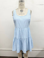 Bluebell Pinstripe Tiered Romper