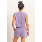 Burnout French Terry Sleeveless Top & Shorts Set